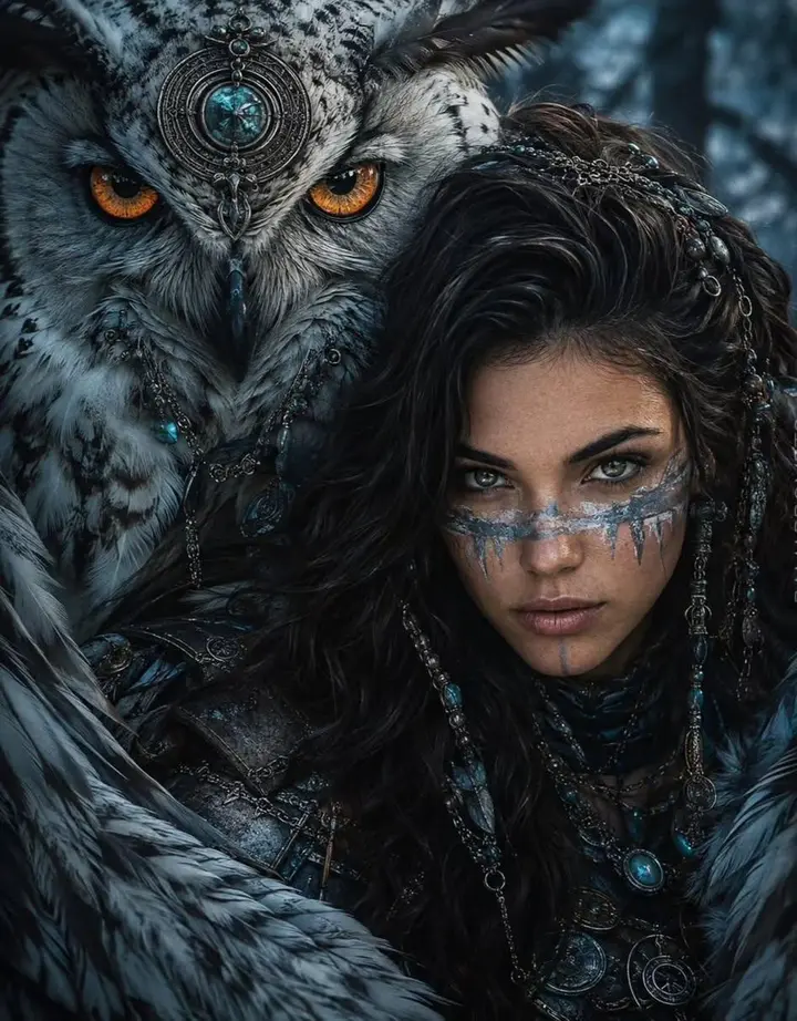 Dark Fantasy Warrior with Owl