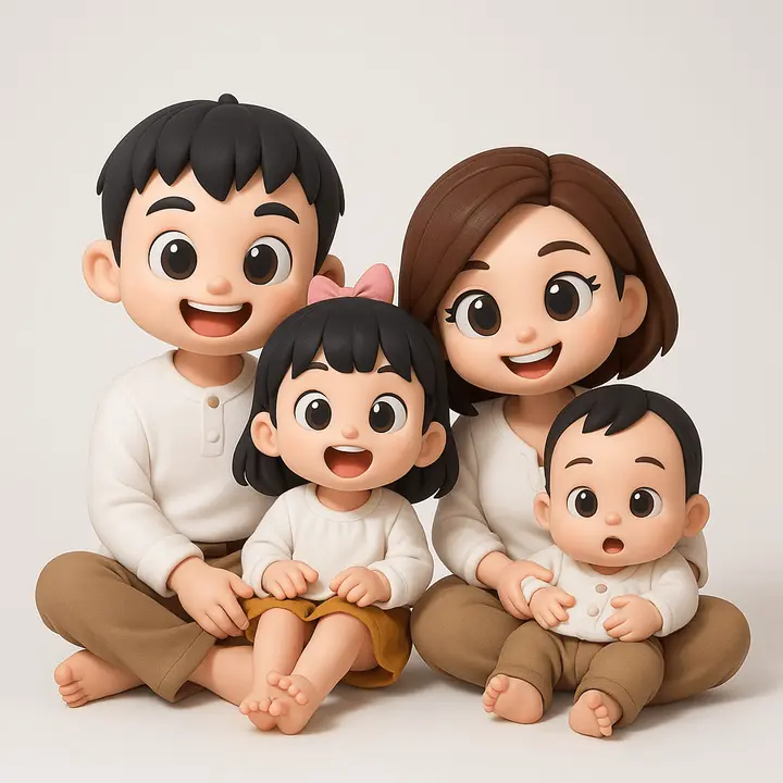 3D Chibi Family Portrait